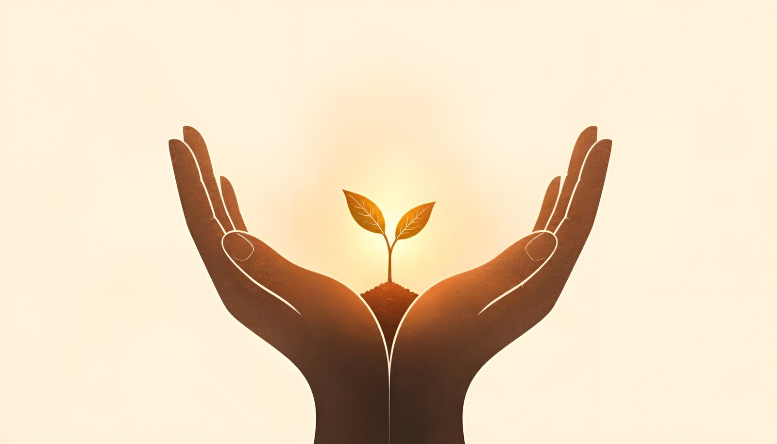 glowing seed within cupped hands - Buddha nature teaching that potential is already within you