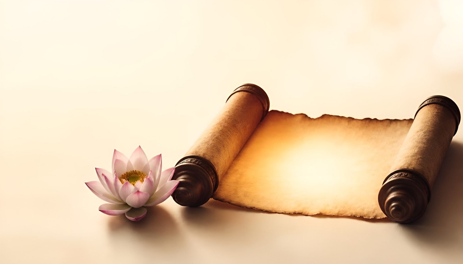 Heart Sutra explained in plain English - ancient scroll dissolving into golden light