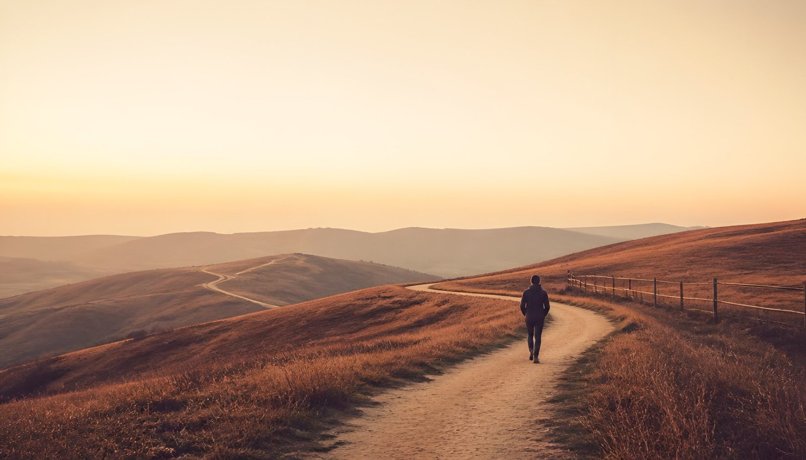 person walking their own path on a hillside - Buddhist teaching on not comparing yourself to others