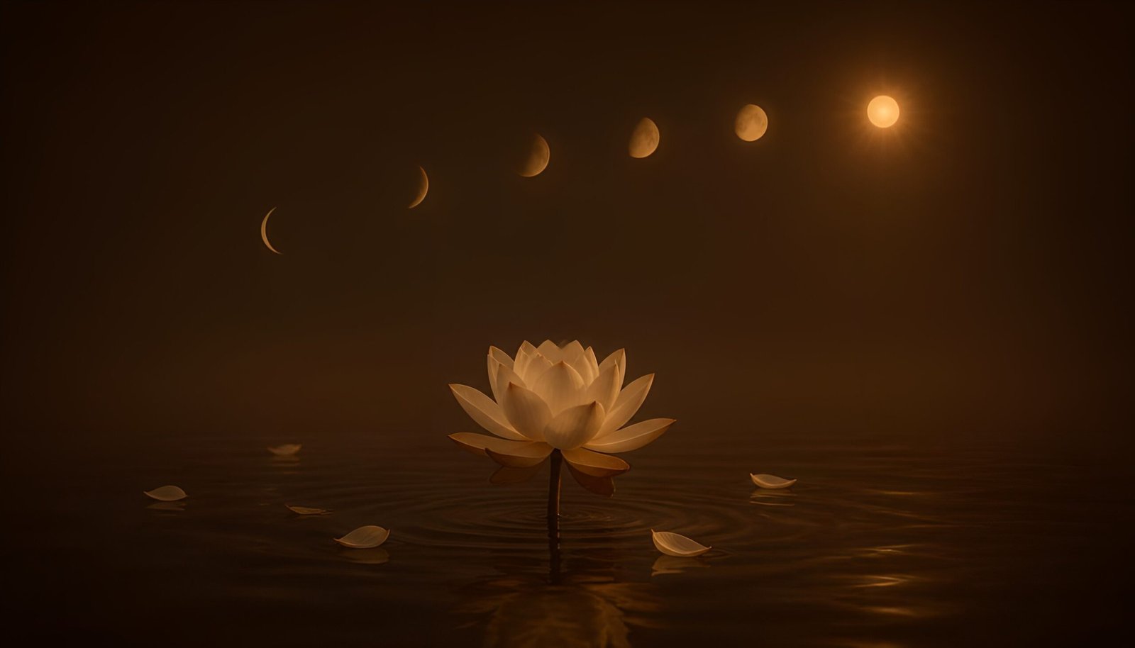 A lotus flower blooming on calm water - Buddha's teaching on impermanence and hope
